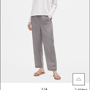 Eileen Fisher organic linen lantern pants in zinc XS